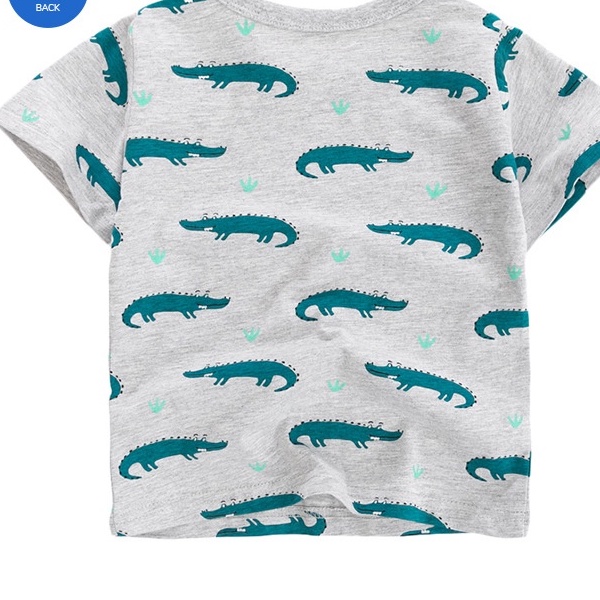 Mã 51972 áo thun xám in hình cá sấu xanh của Little Maven cho bé trai