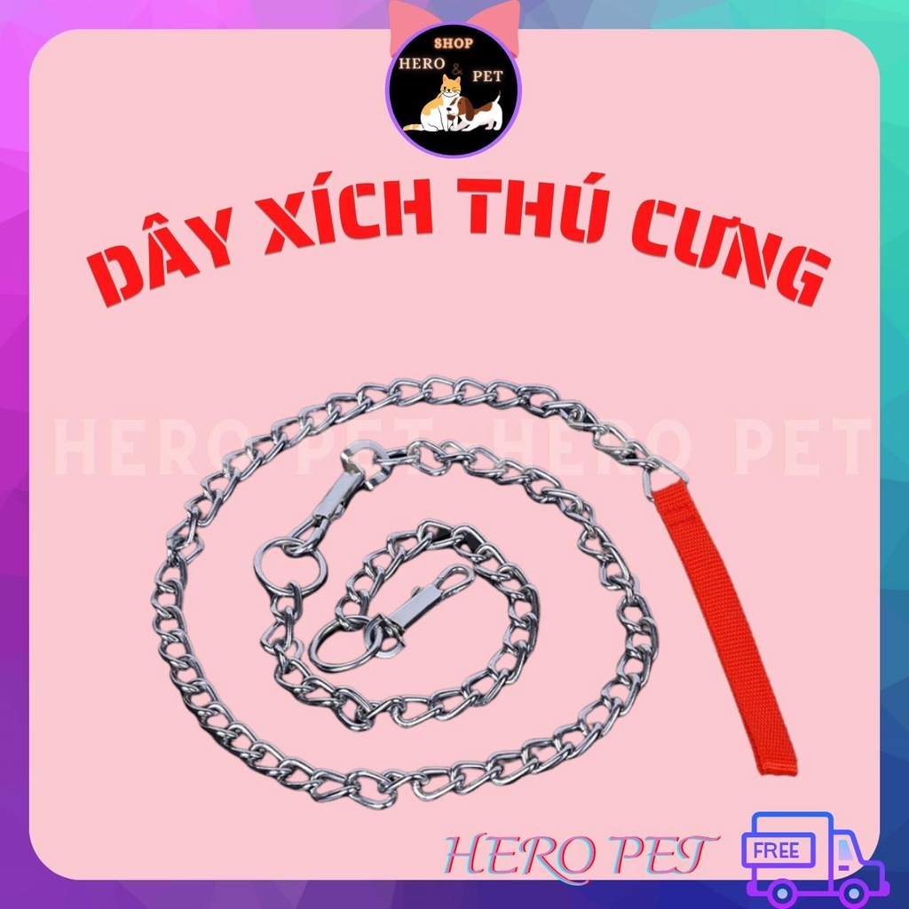 [Mã 55FMCGSALE1 giảm 10% tối đa 40K đơn 250K] Dây xích thú cưng, Dây dẫn chó mèo bằng Inox siêu bền - Hero Pet