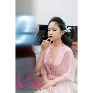 Set áo choàng cô dâu kèm váy lụa dáng ngắn nhiều màu Hantu Sleepwear mặc ngủ ,quay phóng sự cưới 