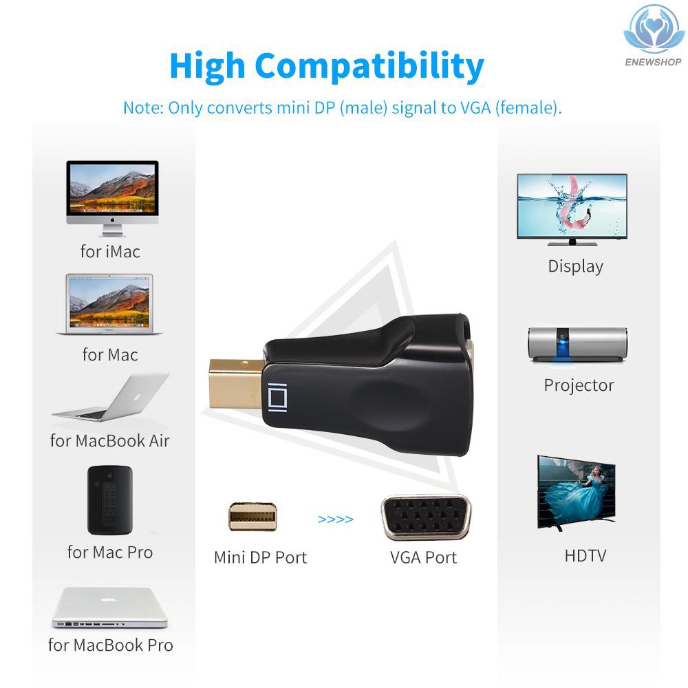 【enew】Mini DisplayPort DP to VGA Adapter Gold Platerd 1080P Thunderbolt Male to VGA Female Converter Connector for  for  Pro/ Air, for iMac | BigBuy360 - bigbuy360.vn