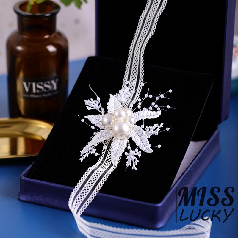 Phụ kiện cho tóc hình hoa đính ngọc trai thời trang