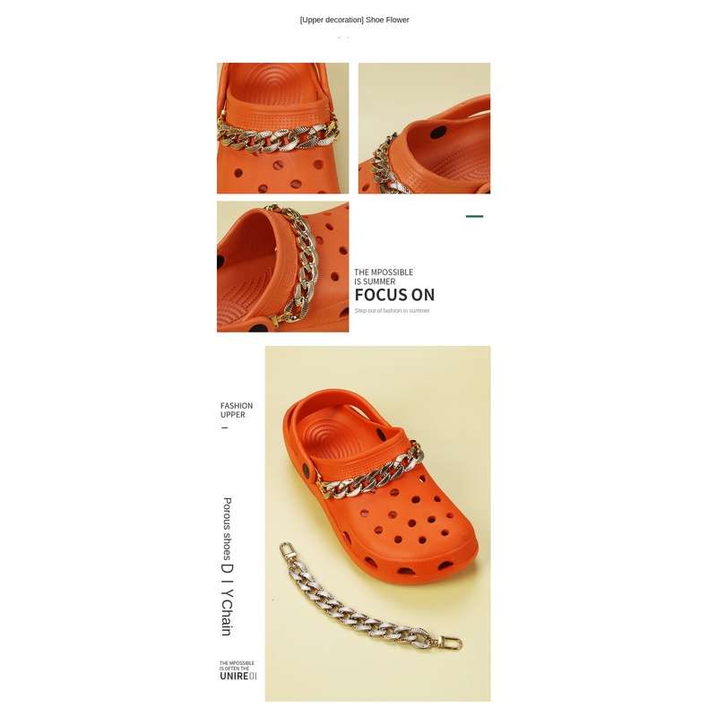 Phụ Kiện Trang Trí Dây Xích Hình Cá Ngựa Màu Vàng Dành Cho Giày Nữ DIY 1 pcs