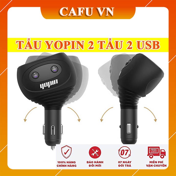 Bộ chia tẩu Yopin chia 2 nguồn tẩu, 2 cổng sạc 3.1A max - CAFU VN