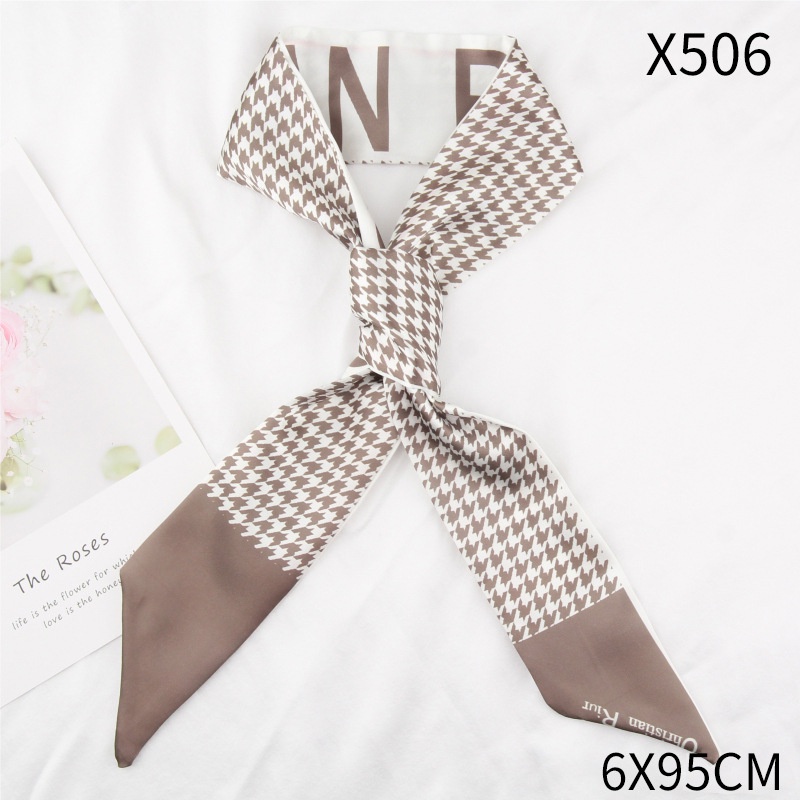 Khăn Quàng Cổ Nhỏ Bằng Lụa Có Dây Ruy Băng Cho Nữ