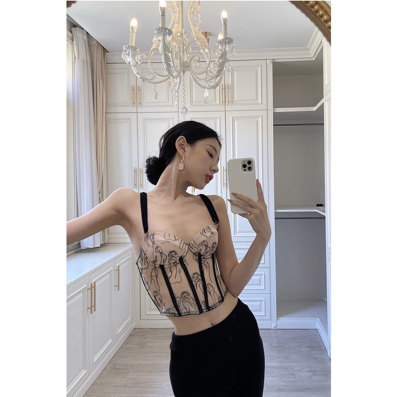 Áo Corset voan mỏng cup ôm nửa ngực gợi cảm THE CELYNBRA - AL38
