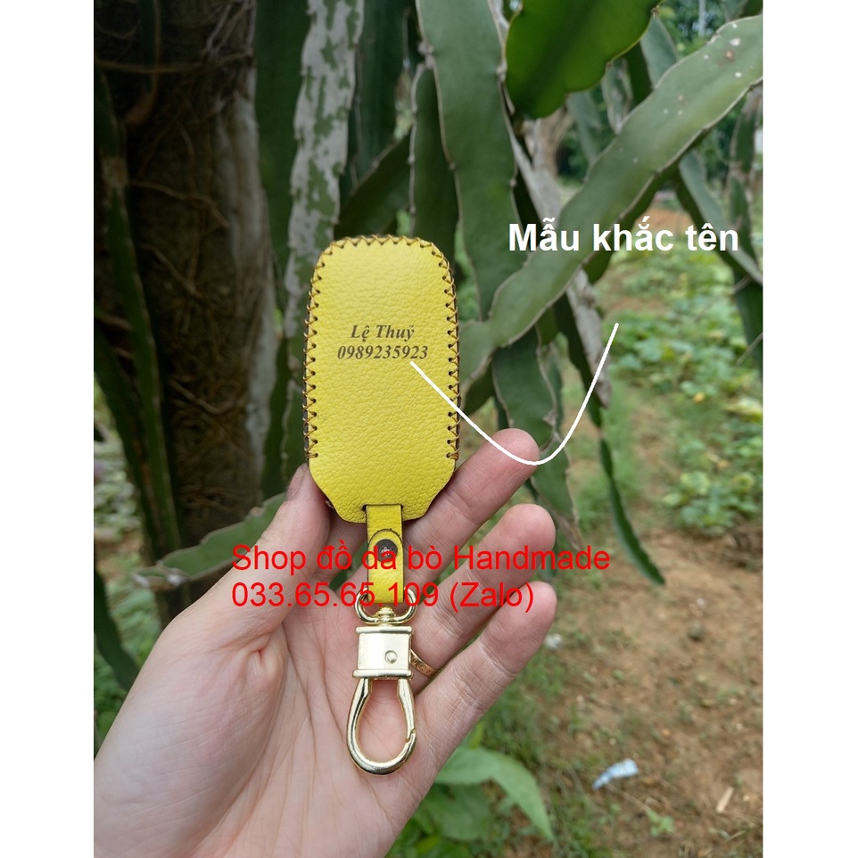 Bao da chìa khóa Toyota Veloz cross, Raize, Avanza, Wigo 2023 bằng da bò, kèm tặng móc khóa