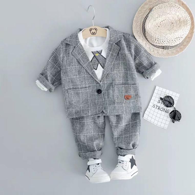 Bộ đồ vest trẻ em bé trai ba món [9-18kg] hàng Quảng Châu