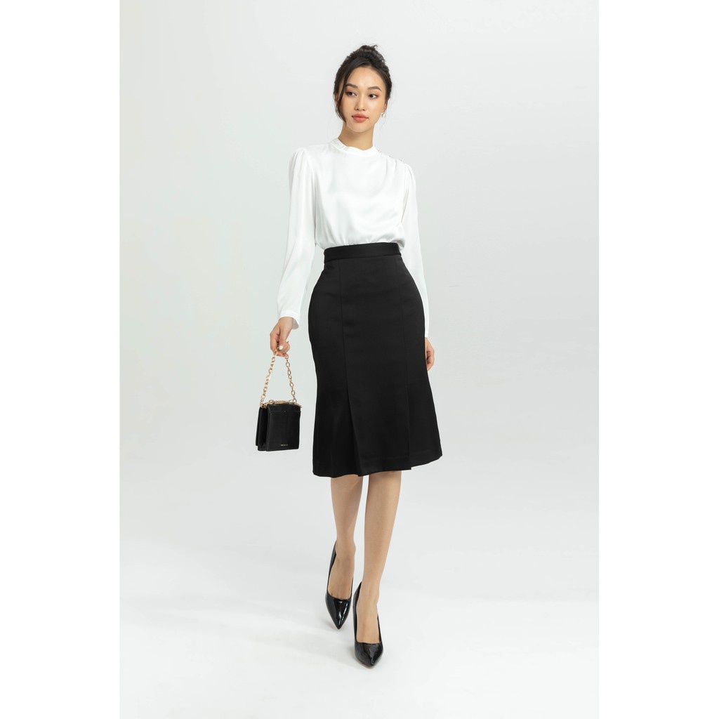 Áo sơ mi lụa cổ tàu trụ nữ IVY moda MS 17M6302