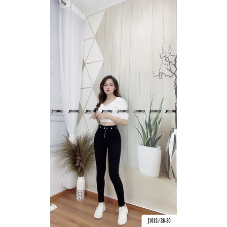 Quần Jean Nữ Skinny - Quần Bò Ôm Lưng Cao Màu Đen J1012 - Jeany