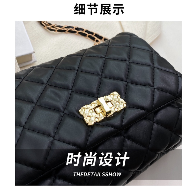 Túi đeo chéo JASMIN NOIR họa tiết kẻ sọc phối dây xích