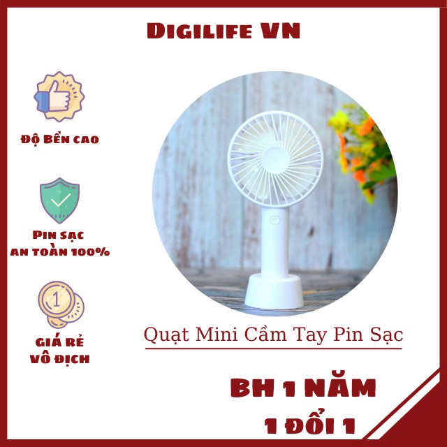 Quạt Mini Tích Điện Cầm Tay Có Giá Đỡ Để Bàn 3 Chế Độ Gió | BigBuy360 - bigbuy360.vn