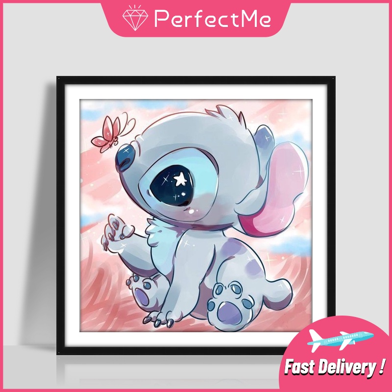 Bộ tranh đính đá kim cương tròn 5D hình vẽ em bé disney DIY 30x30cm