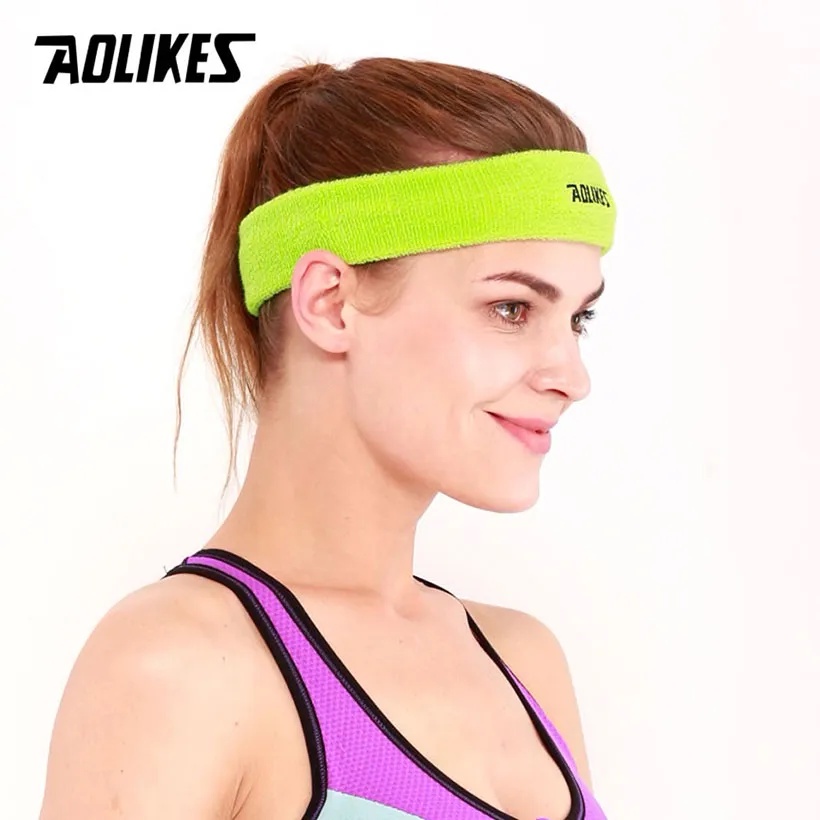 Băng đô băng trán thể thao AOLIKES A-2108 thấm mồ hôi cotton thoáng khí sport sweatband - loại bản to