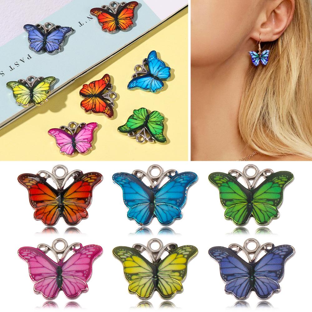 Set 10 Mặt Vòng cổ Tráng Men Hình Bướm Nhiều Màu DIY