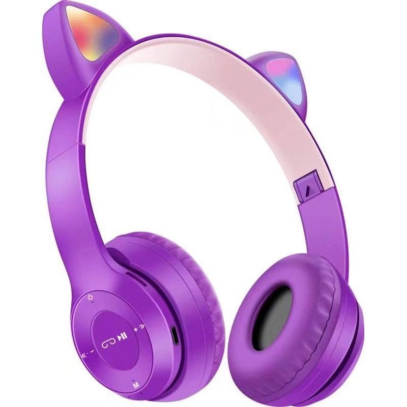 Tai Nghe Mèo Blutooth Headphone dễ thương chống ồn có đèn led siêu cute