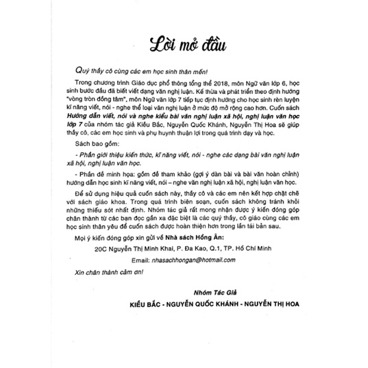 Sách - Hướng Dẫn Nói Và Viết Văn - Nghị Luận Xã Hội - Nghị Luận Văn Học Lớp 7