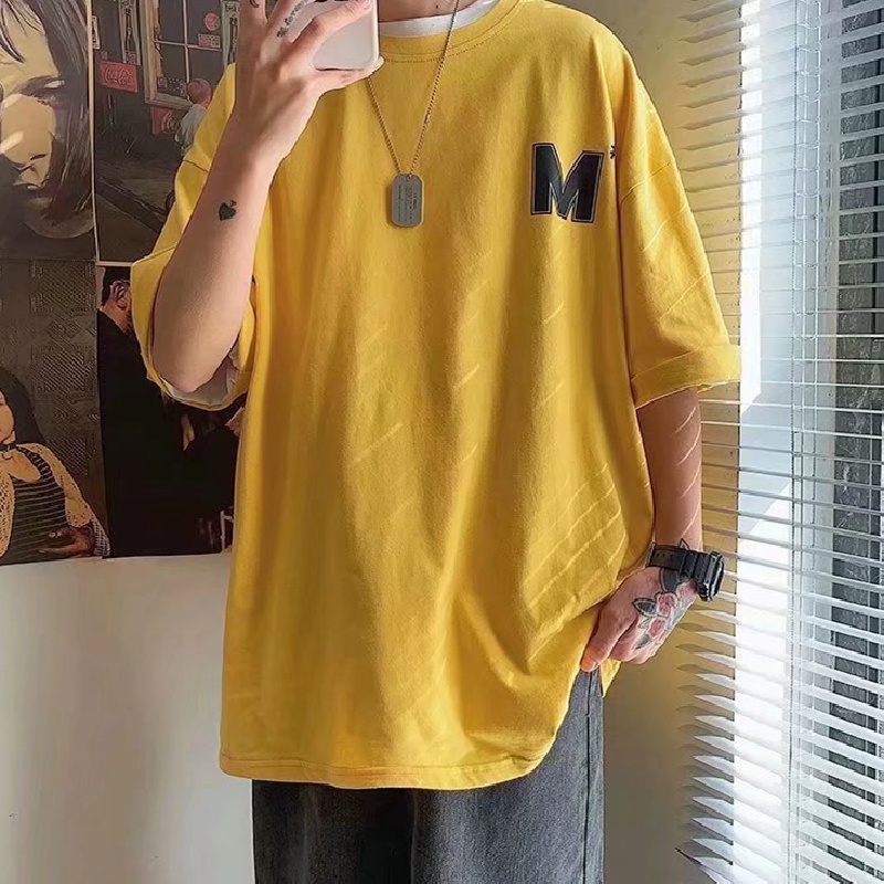Áo Thun Tay Ngắn Dáng Rộng In Chữ Phong Cách Hip Hop Hồng Kông Thời Trang Mùa Hè Cá Tính Cho Nam