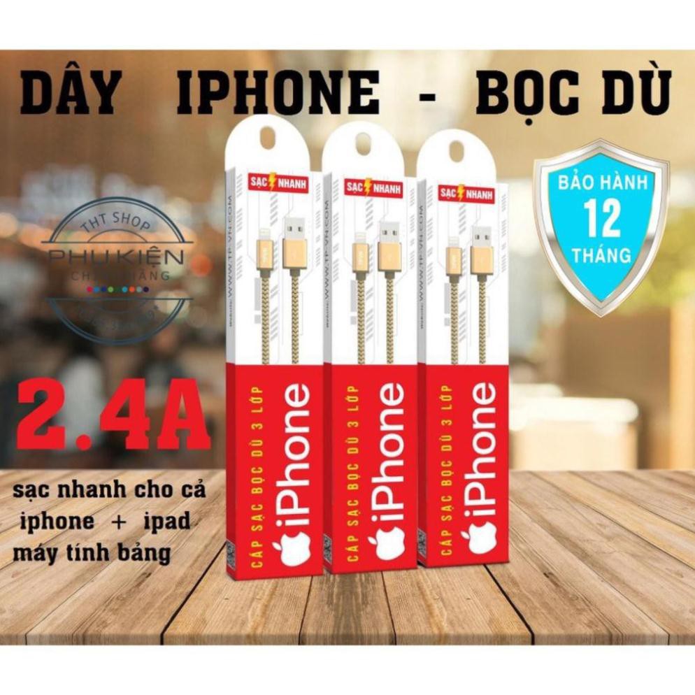 Cáp dù hỗ trợ sạc nhanh 1m TP-VN bảo hành 1 đổi 1 12 tháng.