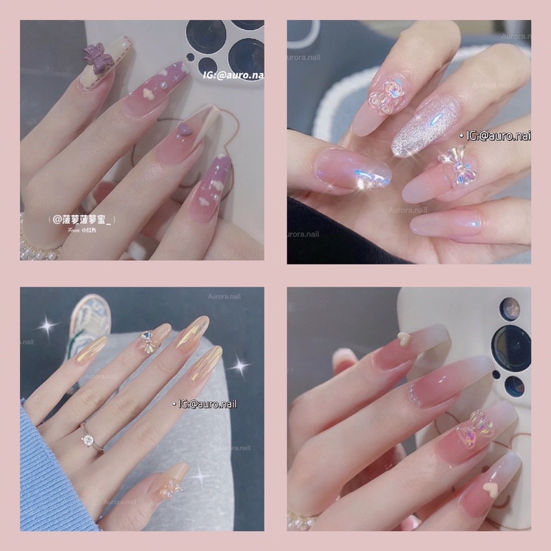 Set nail giả 24 miếng dán móng tay giả nailbox tiện lợi tặng dũa