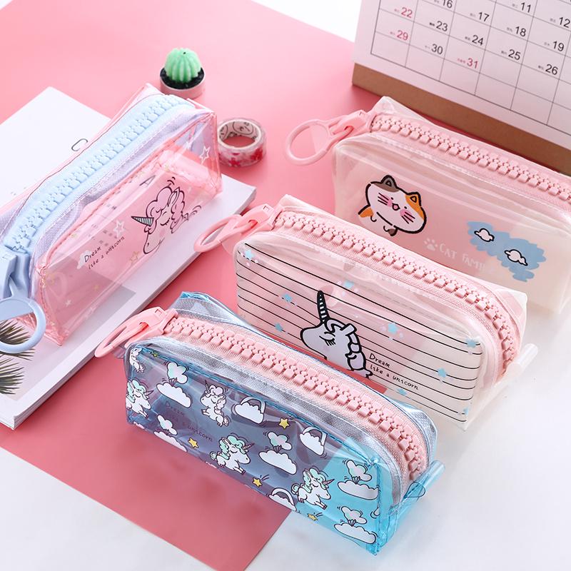Túi Đựng Bút Trong Suốt Cỡ Lớn Thiết Kế Đơn Giản Thời Trang Hàn Quốc Cho Nữ Ốp