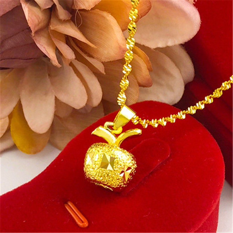 Dây Chuyền Xi Mạ Vàng 375%Phong Cách Hàn Quốc Solid Frosted Gold Apple Pendan