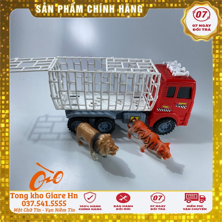Xe đồ chơi cho bé, Xe chở thú kèm thú và đồ chơi, Nhựa an toàn có cót đẩy trợ lực