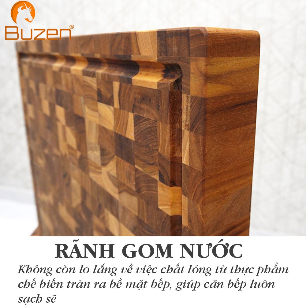 Thớt Gỗ Teak BUZEN Chữ Nhật Size Cực Lớn 51x38cm- Thớt Gỗ Cao Cấp Đa Năng Cho Nhà Bếp