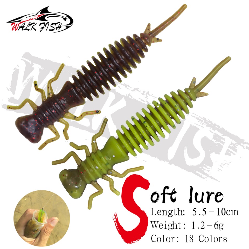 Mồi câu cá giả WALK FISH bằng silicon mềm 55mm 75mm 100mm