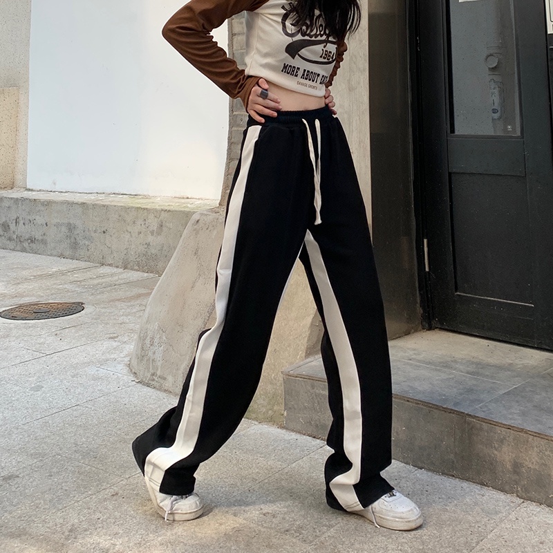 Quần thể thao nữ NRVP ống rộng phong cách thời trang đường phố Hàn Quốc mới