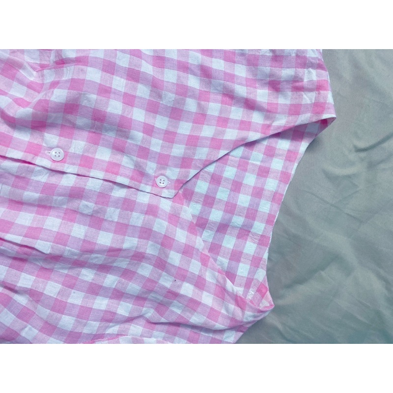 Áo đầm váy hồng caro tươi trẻ phong cách_thanh lý 2hand giá rẻ like new