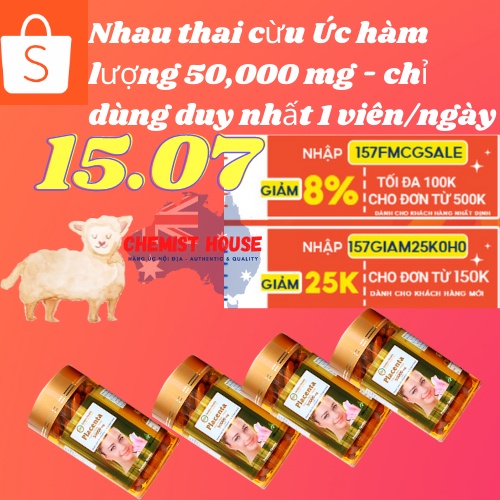 [ Hàng Chuẩn ÚC ] Golden Healthy Placenta 50000mg - Viên uống nhau thai cừu 100 viên