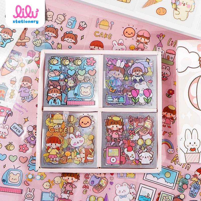 Sticker cute anime dán sổ dán mũ bảo hiểm dán điện thoại đồ dùng cá nhân giá rẻ 1k trong suốt dễ thương 1 tấm ngẫu nhiên