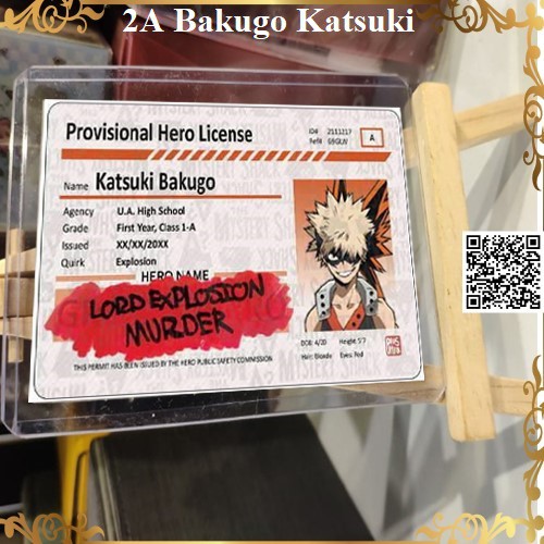 1235 Mô hình card chứng nhận Học viện siêu anh hùng - My Hero Academia nhiều hình (bao gồm card + bọc bài nhựa bảo quản