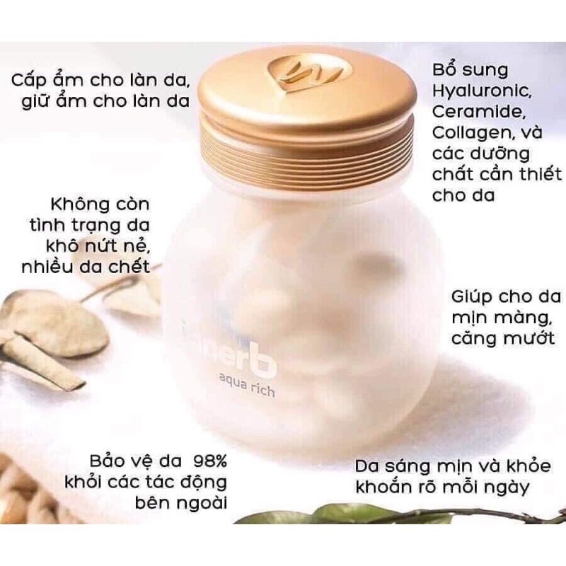 (70 viên mẫu mới) Viên cấp nước và collagen Innerb Aqua Rich | Thế Giới Skin Care