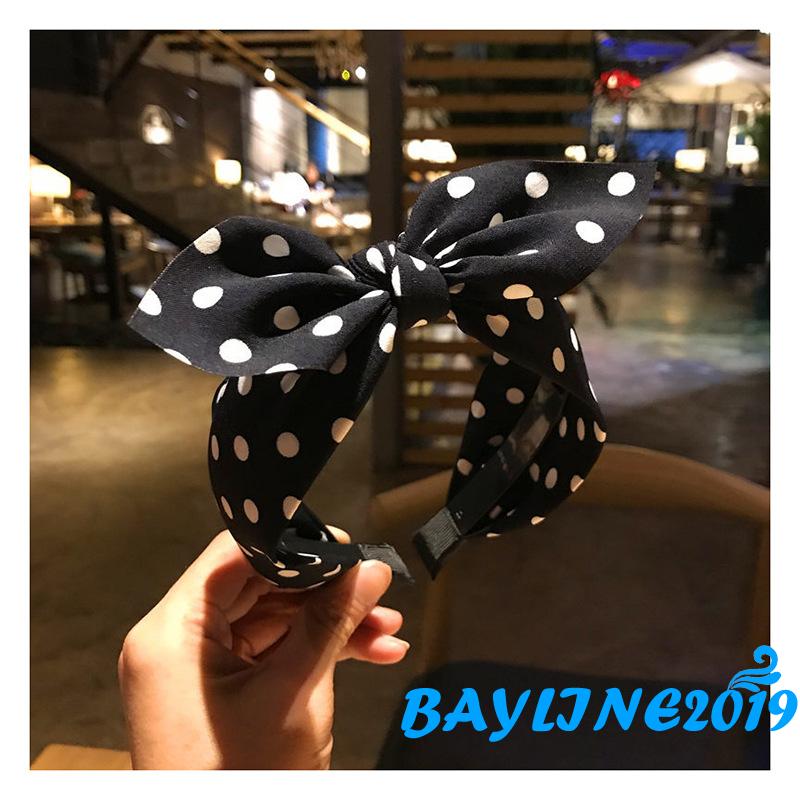 Băng Đô Thắt Nơ Họa Tiết Chấm Bi Dễ Thương Cho Nữ