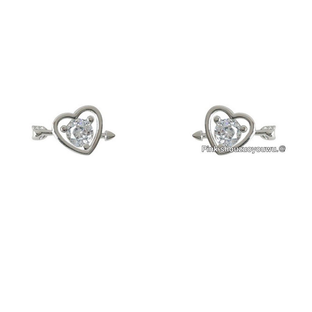 Bông Tai Hình Trái Tim Đính Đá Zircon mini Đơn Giản Thời Trang Harajuku