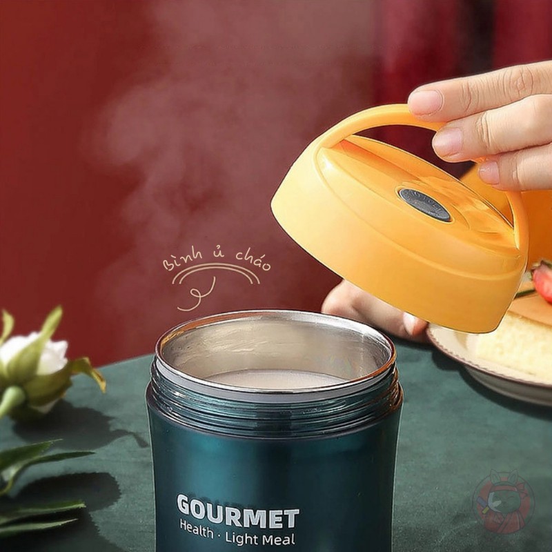 Bình ủ cháo soup giữ nhiệt lõi inox cao cấp Gourmet 500ml có quai cầm No.101220