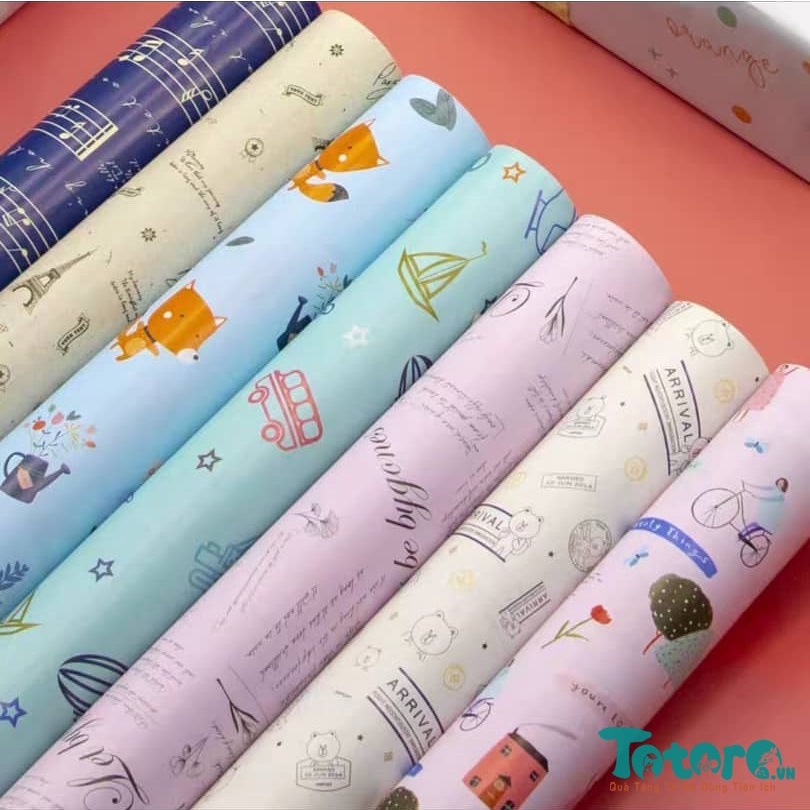 Giấy gói quà hoạ tiết Vintage Hoa Lá rừng Động Vật tròn ú Noel Giáng Sinh và họa tiết dễ thương khác