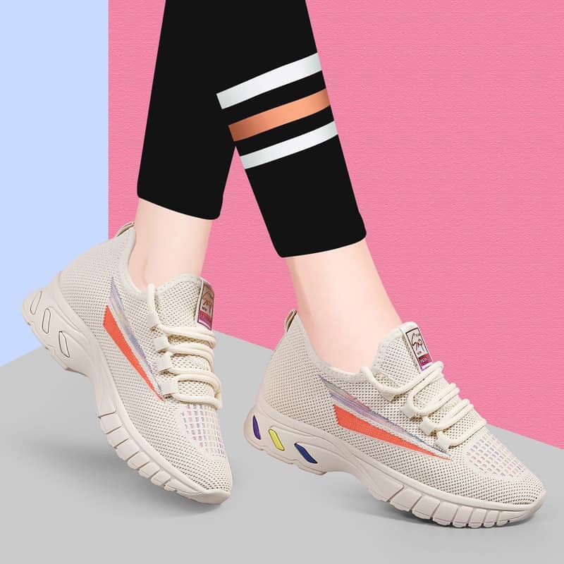 Giày Sneaker TT05002 Giày Thể Thao Nữ Đế Mềm Vải Lưới Thoáng Khí Form Tăng Chiều Cao Chính Hãng Size 35-39