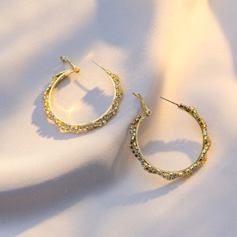 Khuyên Tai Tròn Đính Đá Lấp Lánh Sang Trọng Cho Nữ