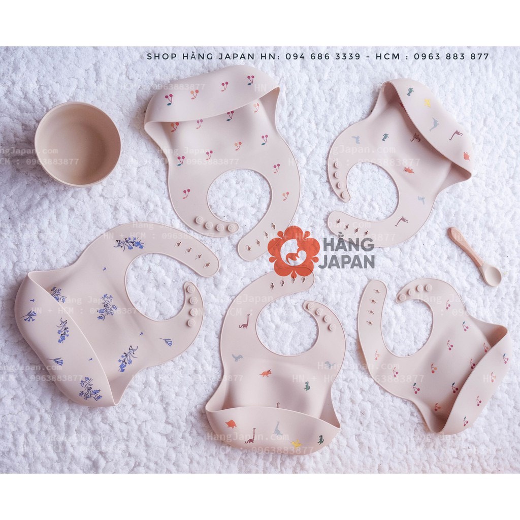 Yếm ăn dặm Silicone Kamimi xuất hàn họa tiết xinh xắn đắng yêu cho bé