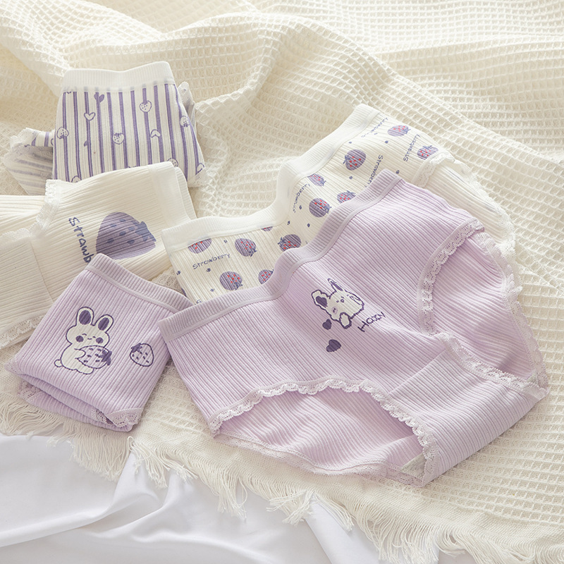 Quần Lót Levao Cotton Lưng Vừa In Nhiều Mẫu Tùy Chọn Đáng Yêu Cho Nữ