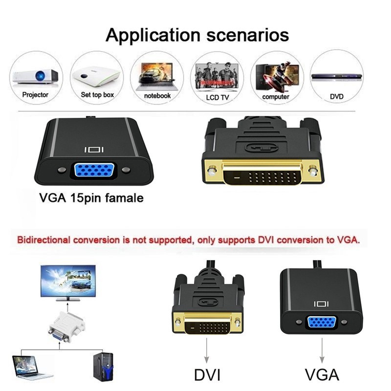 Cáp Chuyển Đổi: từ DVI 24+1 Sang VGA Full HD 1080P - Cáp Chuyển Đổi DVI