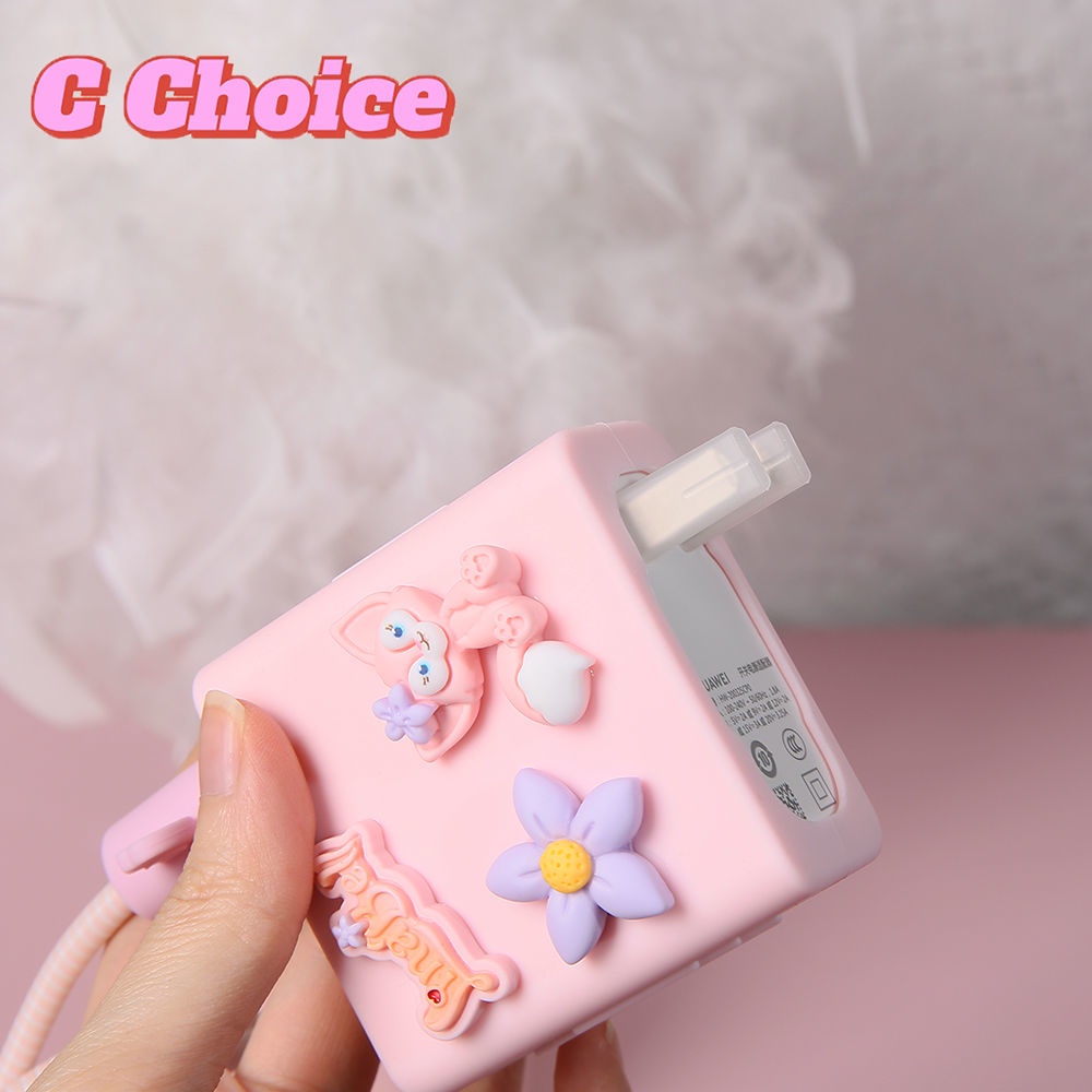 Vỏ Bọc Bảo Vệ Hộp Sạc Tai Nghe Huawei laptop charger 65w Cổng type c Màu Hồng Dễ Thương