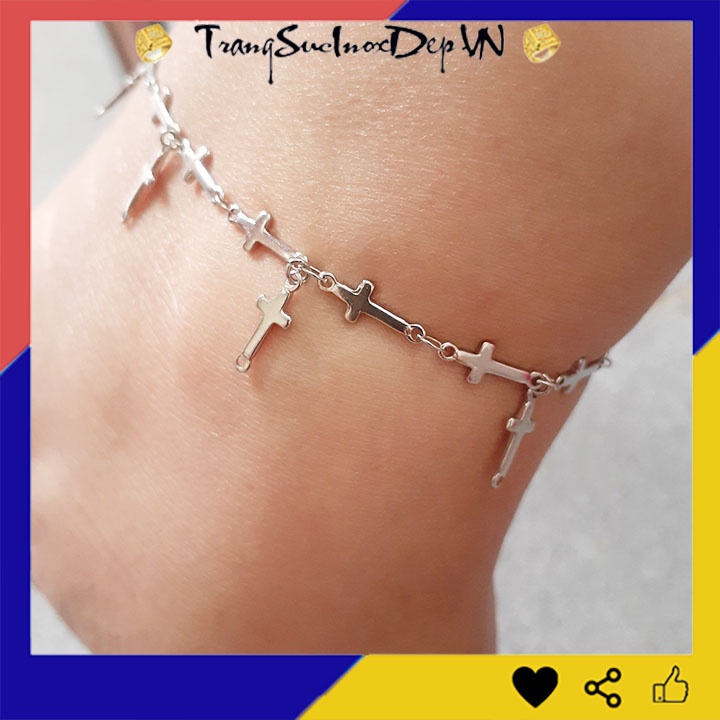 Lắc chân nữ inox chuỗi thánh giá rớt thánh giá, sáng đẹp không đen tạo nên phong cách đẹp, lạ cho quý cô
