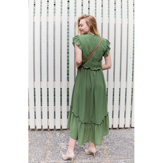 Đầm midi Taylor Ruffle High/Low Maxi Dress