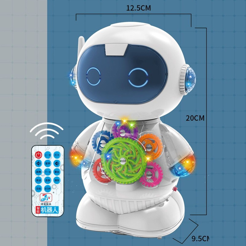Người máy robot phi hành gia có nhạc nhiều màu đồ chơi cho bé bằng nhựa an toàn hộp đẹp, quà tặng sinh nhật