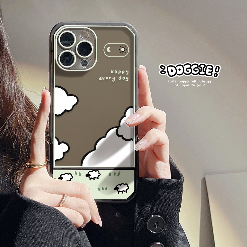 Ốp Điện Thoại Trong Suốt Chống Sốc Có Giá Đỡ Hình Cừu Dễ Thương Cho IPhone 13 12 11 Pro MAX X XS XR MAX 8 7 + 6 6S SE 2020