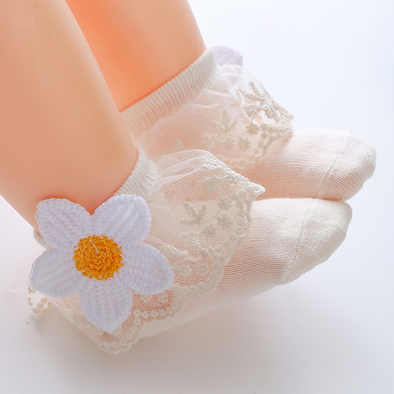 Vớ Cotton Họa Tiết Hoa Cúc Xinh Xắn Thời Trang Đáng Yêu Cho Bé 0-3 Tuổi