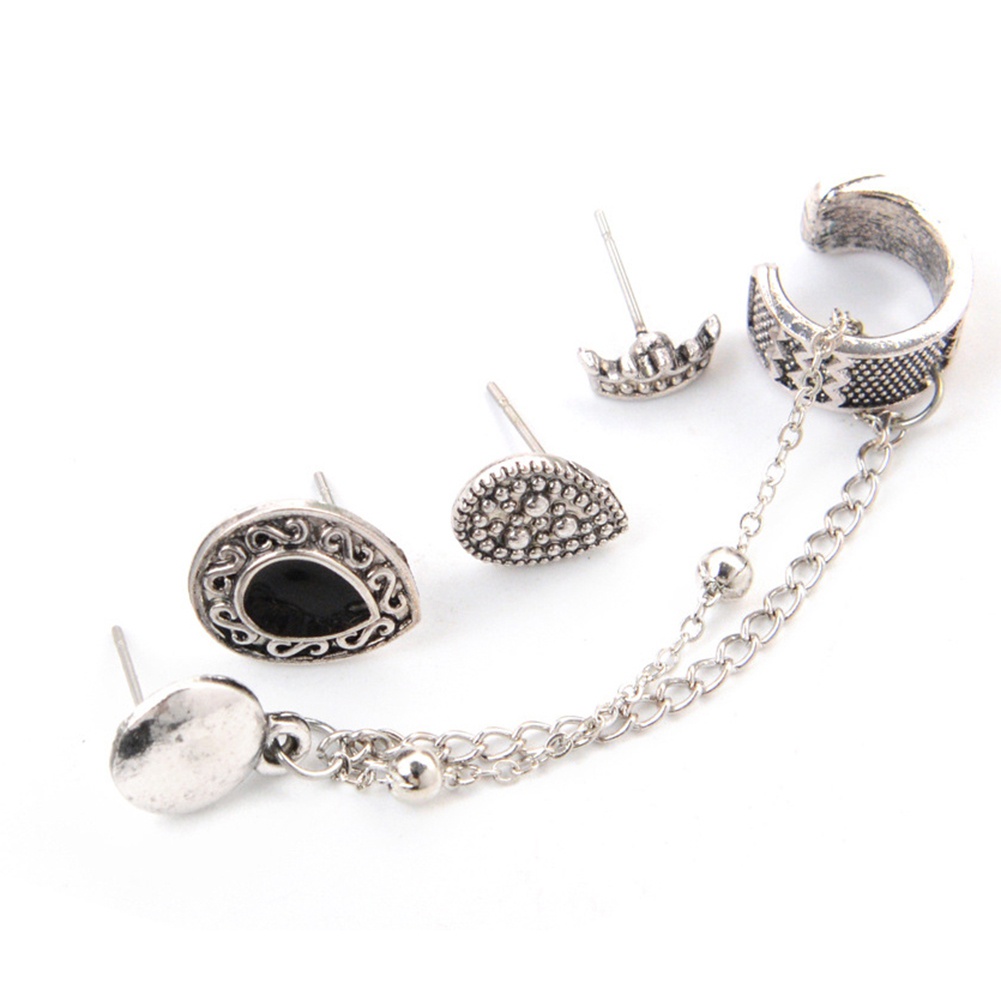 Set 4 bông tai hợp kim họa tiết cá tính cho nữ